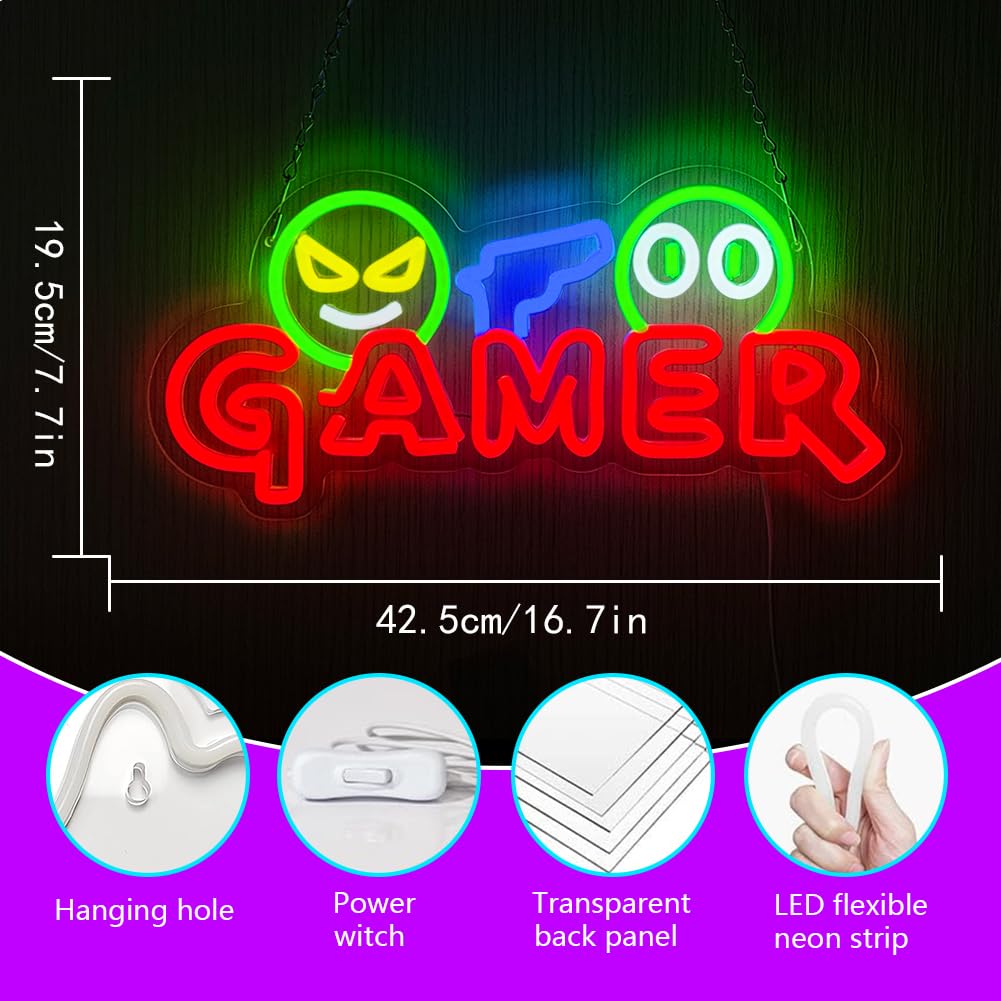 Gamer Neon Sign LED Wall Light - Party Games School review and price