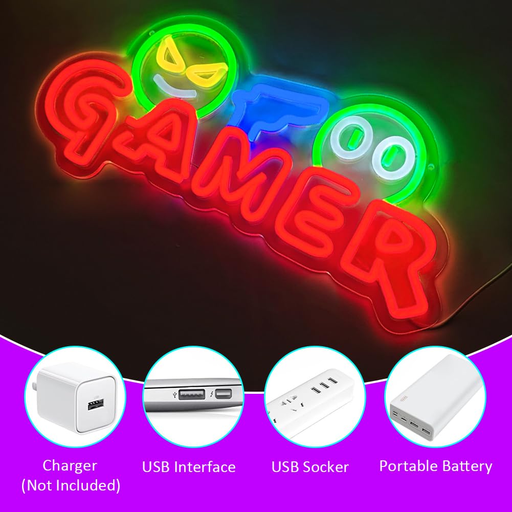 Gamer Neon Sign LED Wall Light - Party Games School review and price