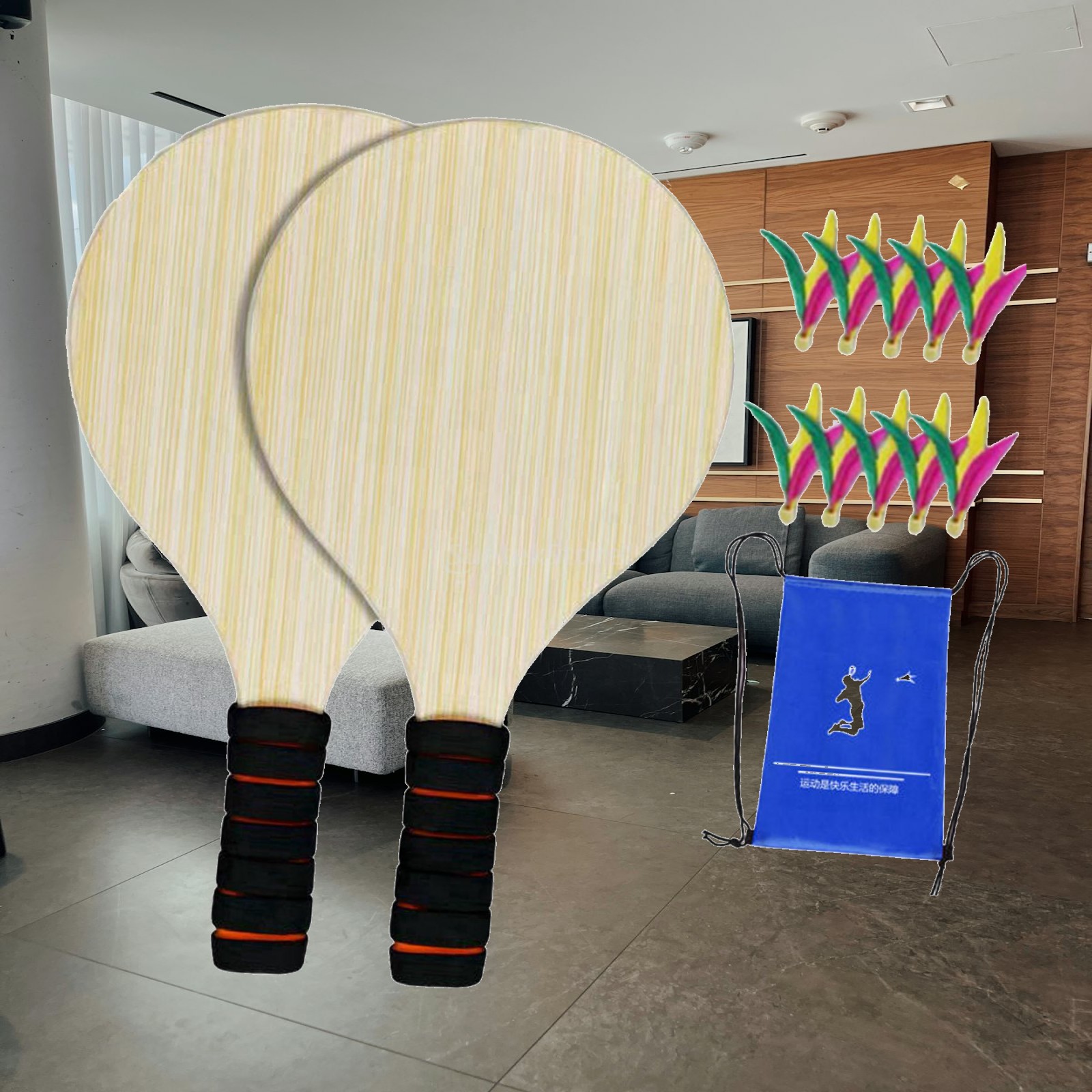 2Pcs Wood Badminton Paddle Set - Badminton Set Garden review and price